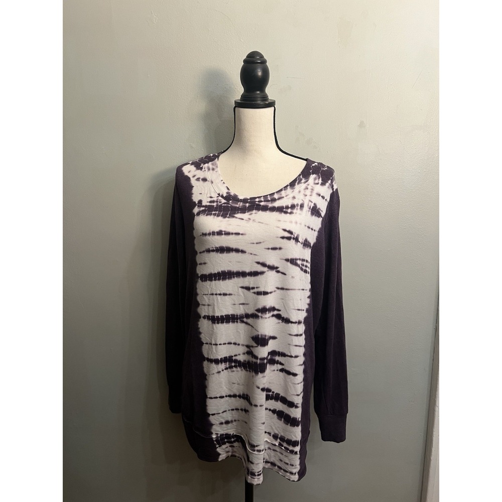 Te Verde Purple Tie Dye Long Sleeve Top XL Soft + Cozy Boho Lounge